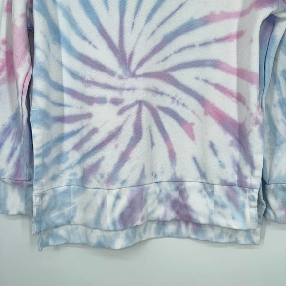 90 Degree by Reflex Pink & Blue Tie-Dye Side-Slit Sweatshirt - Picture 6 of 9